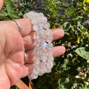 Blue Moonstone Crystal Beaded Bracelet/High Quality Blue Moonstone Jewelry