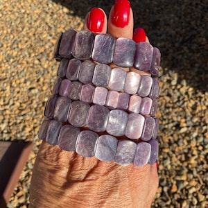 Ultra High Quality Purple Lepidolite Mica Crystal Bangle Bracelet/AAA grade Purple Lepidolite Mica Crystal Jewelry