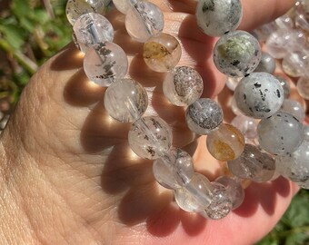 Dendritic Quartz/Dendritic Agate Beaded Bracelet/Dendritis Quartz Crystal Jewelry