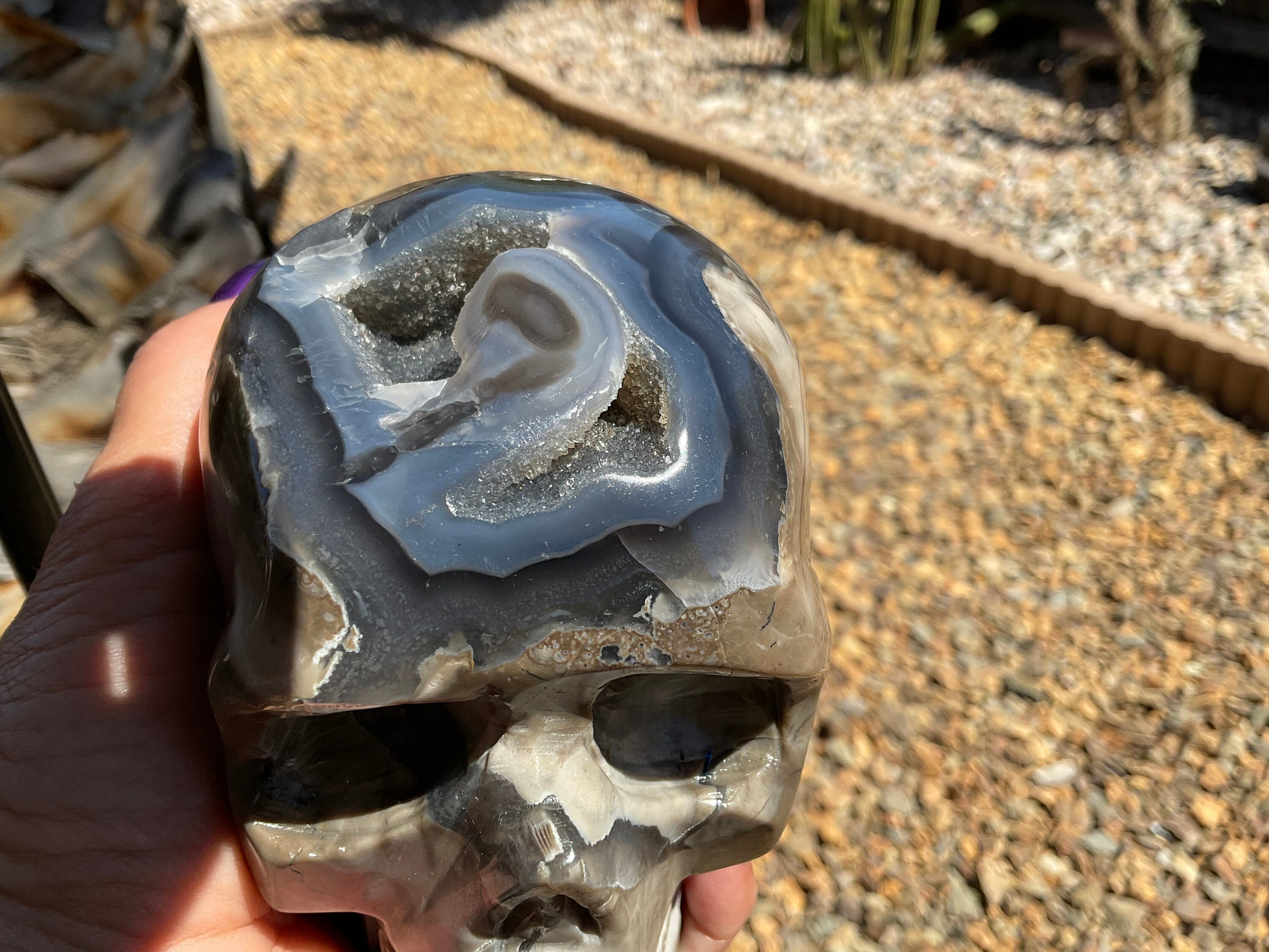 火山瑪瑙水晶の頭蓋骨彫刻（ドゥルージー付き） - Etsy 日本