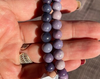 パープルアラシャンアゲートビーズブレスレット：クリスタル