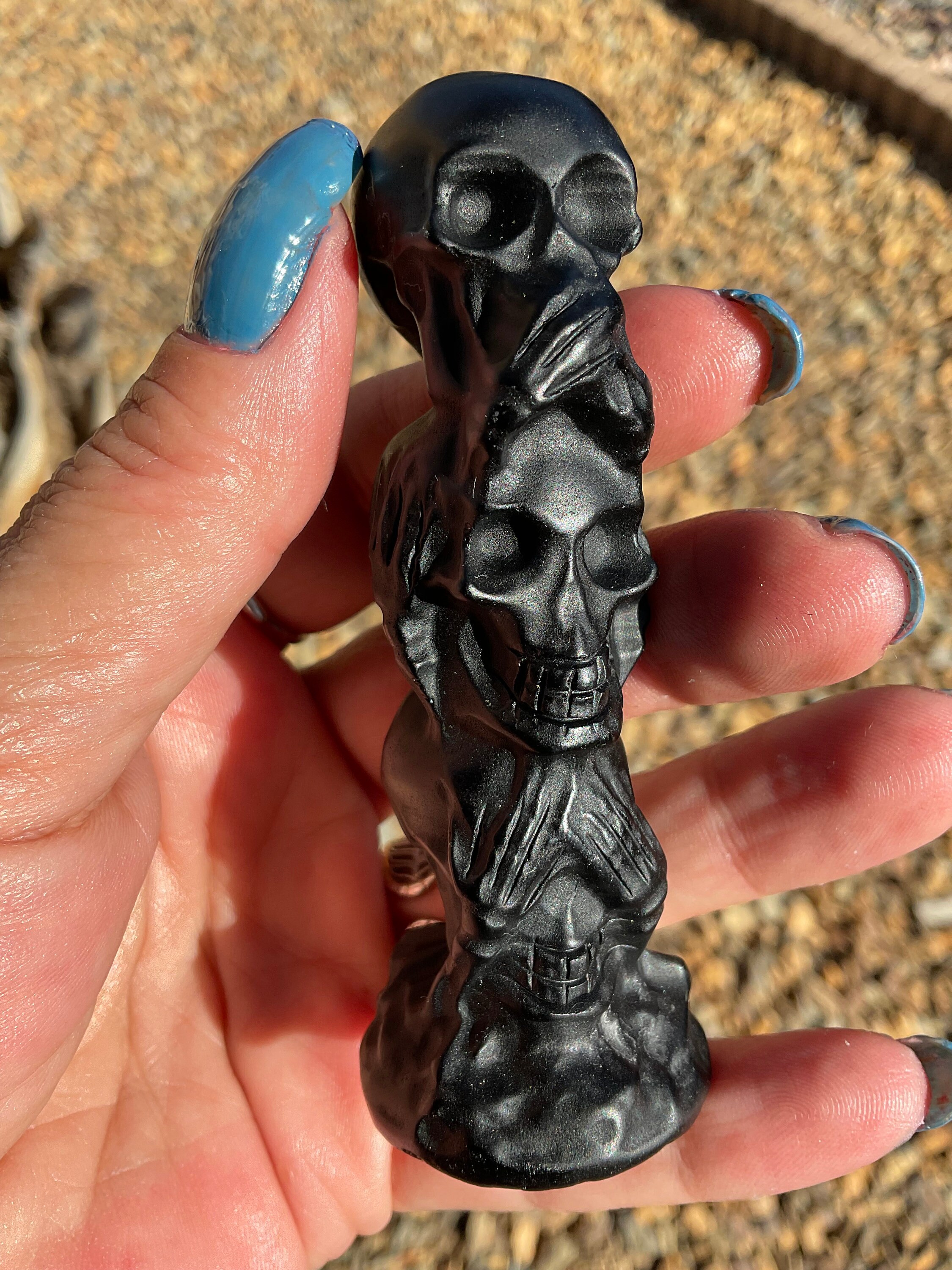Black Obsidian See No Evil Hear No Evil Speak No Evil Skull