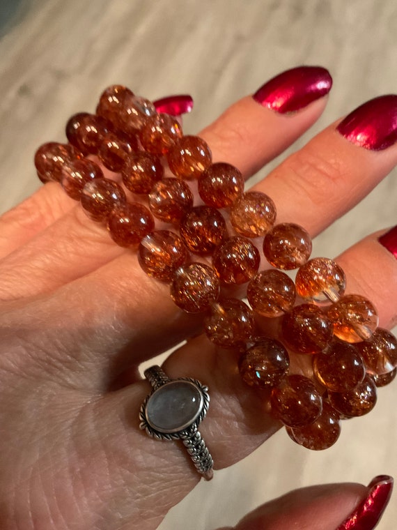 クリスタルオレンジビーズブレスレット クリスタルオレンジビーズブレスレット