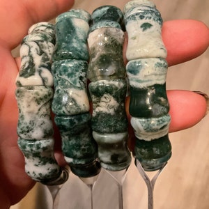 Mossagat, trädagat benformat armband/kristallsmycken gåva