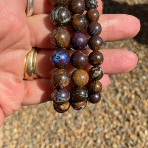 Ultra High Quality Boulder Opal Gemstone Beaded Bracelet/ Certified Boulder Opal Bracelet
