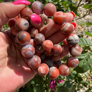 South Red Agate Beaded Bracelet/South Red Agate Crystal Jewelry