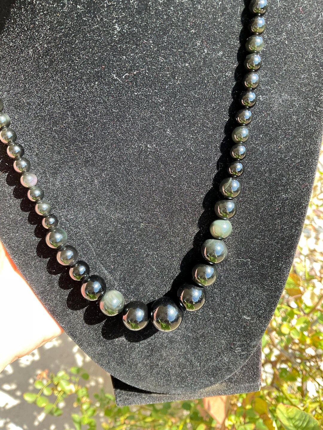 Jan Dee Natural Genuine Obsidian Rainbow Ocular Bracelet - 8-16mm Beads, 18cm Length, Unisex Crystal Bracelet - View #10