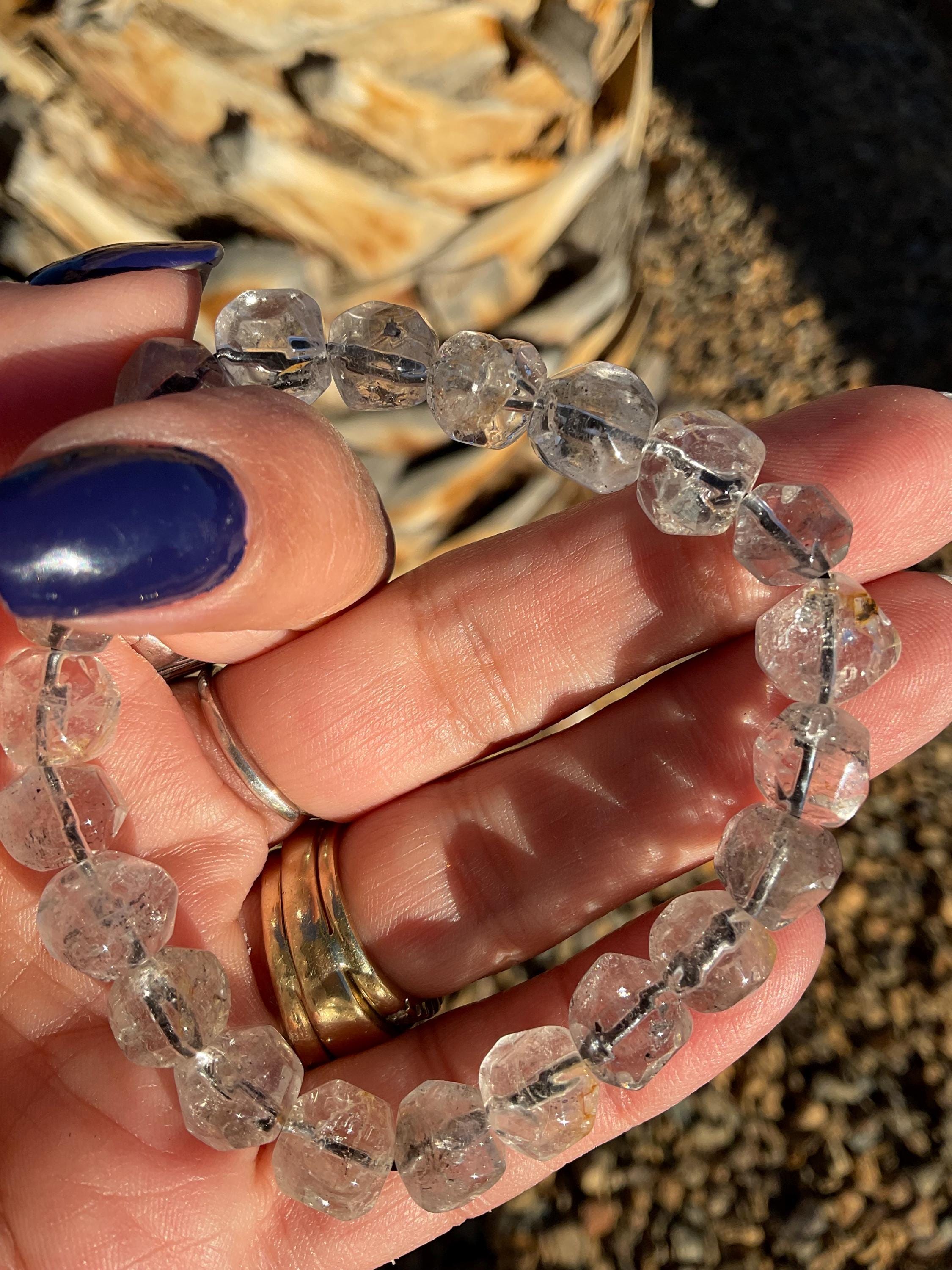 Herkimer Diamond Quartz Freeform Gemstone Bracelet/ Herkimer Diamond Quartz Jewelry