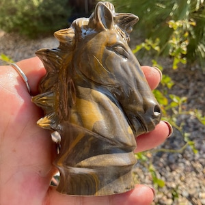 Chocolate Jasper Horse Head Carving/Horse Head Sculpture/Ranch Home Decor/Horse Head Gift