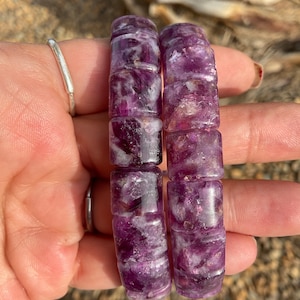 Purple Mica Lepidolite Crystal Bangle Bracelet/Purple Mica Crystal Jewelry