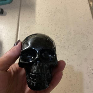 Black obsidian skull, crystal carving, Halloween decor, crystal gifts, home decor, skull collector