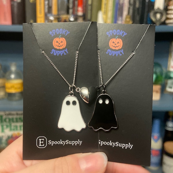 Best Ghouls Necklaces, Matching Necklace, Ghost Necklace, Best Friend Gift, Valentines gift, Spooky Valentine