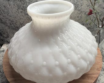 Vintage Quilted Milk Glass Tam-O-Shanter Hurricane Oil  Lamp Shade 7"