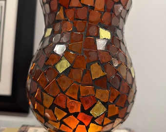 Portacandele/globo in vetro a mosaico, grande, 21 cm, stile vintage, per interni.