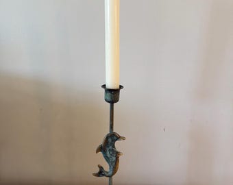 Vintage Messing Bronze Grünspan Patina Kerzenständer Kerzenhalter 20,3 cm