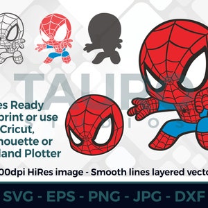 Baby Spidy zum Drucken von PNG oder SVG EPS zur Verwendung auf Cricut, Silhouette oder Roland Plotter, Baby Super Hero T-Shirt