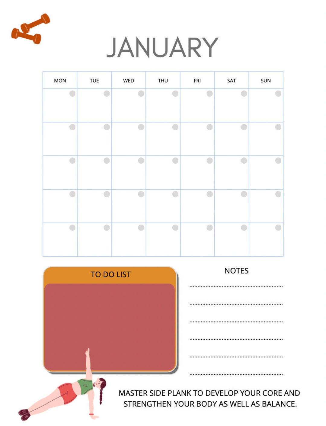 2023 Workout Monthly Calendar Etsy 2023 Workout Monthly Calendar Etsy