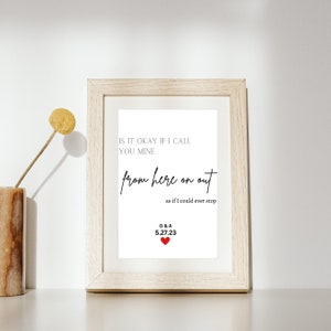 Here on out lyrics, custom, engaged, married, dmb, digital print
