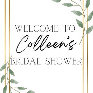 Greenery rustic baby or bridal shower welcome sign, printable file