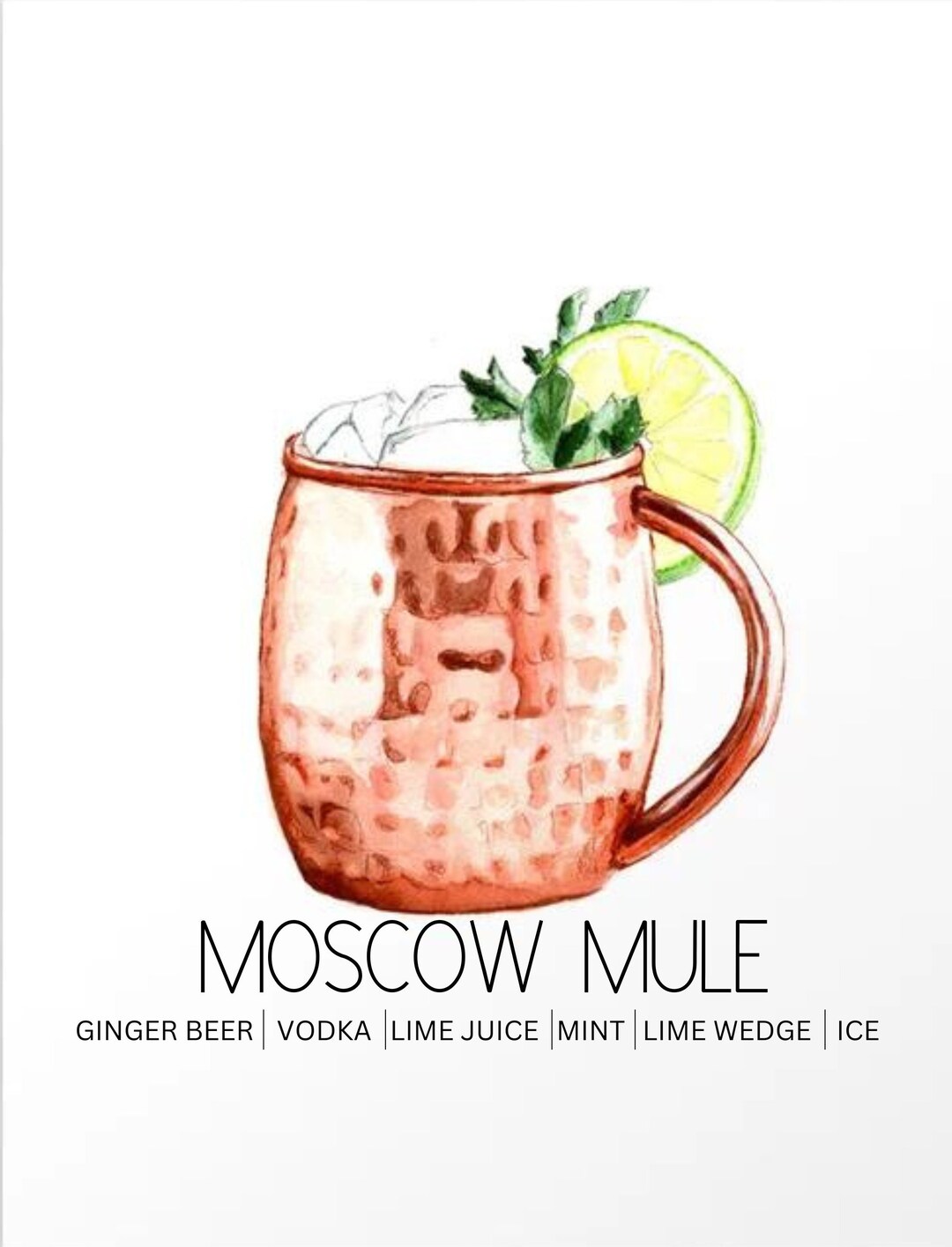 Moscow Mule Ingredients Print, Digital Download Etsy