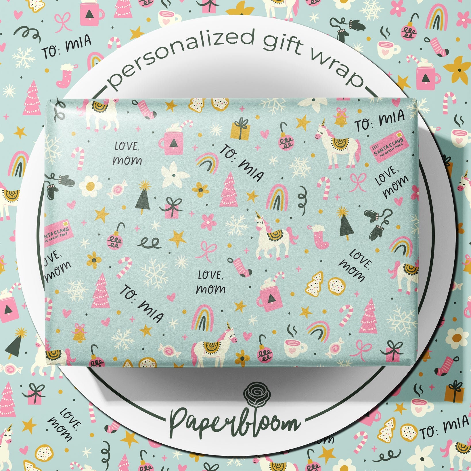 Custom Name Personalized Wrapping Paper Customizable Holiday Etsy