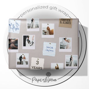 Custom Name and Message Anniversary Giftwrap -- Polaroid personalized wrapping paper -- Paperbloom