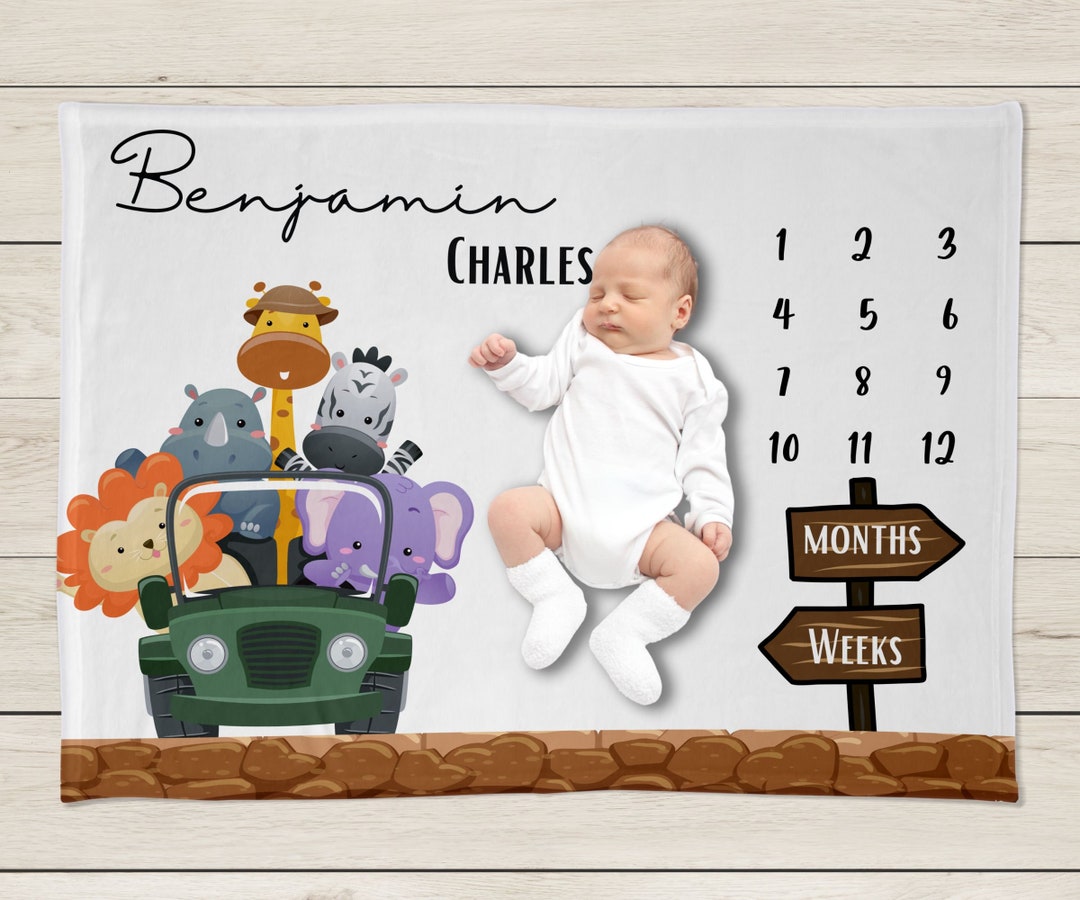Animal Jeep Milestone Blanket Gift for Christmas Baby Etsy