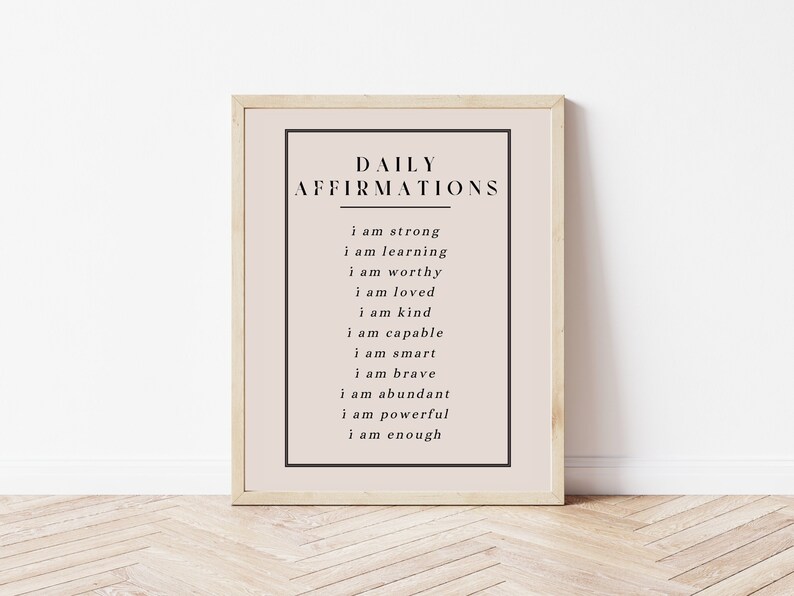Positive Affirmations Poster Mental Health Art Therapy Office Decor ...