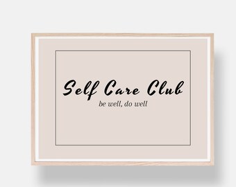 Self Care Club Poster | Mental Health Art | Therapy Office Decor | Mental Health Poster | Horizontal Therapy Wall Art | Digital Download