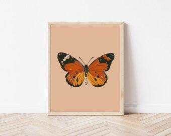 Arte de pared de mariposa, Descarga de impresión digital de mariposa, Cartel de boceto de mariposa, Decoración de dormitorio de niña boho, Decoración de ducha de bebé de mariposa