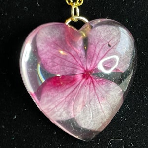 Handmade Botanical Pendant | Real Flower Necklace | Pink Terrarium Pendant | Pressed Flower Necklace | Heart Pendant | Minimalist |