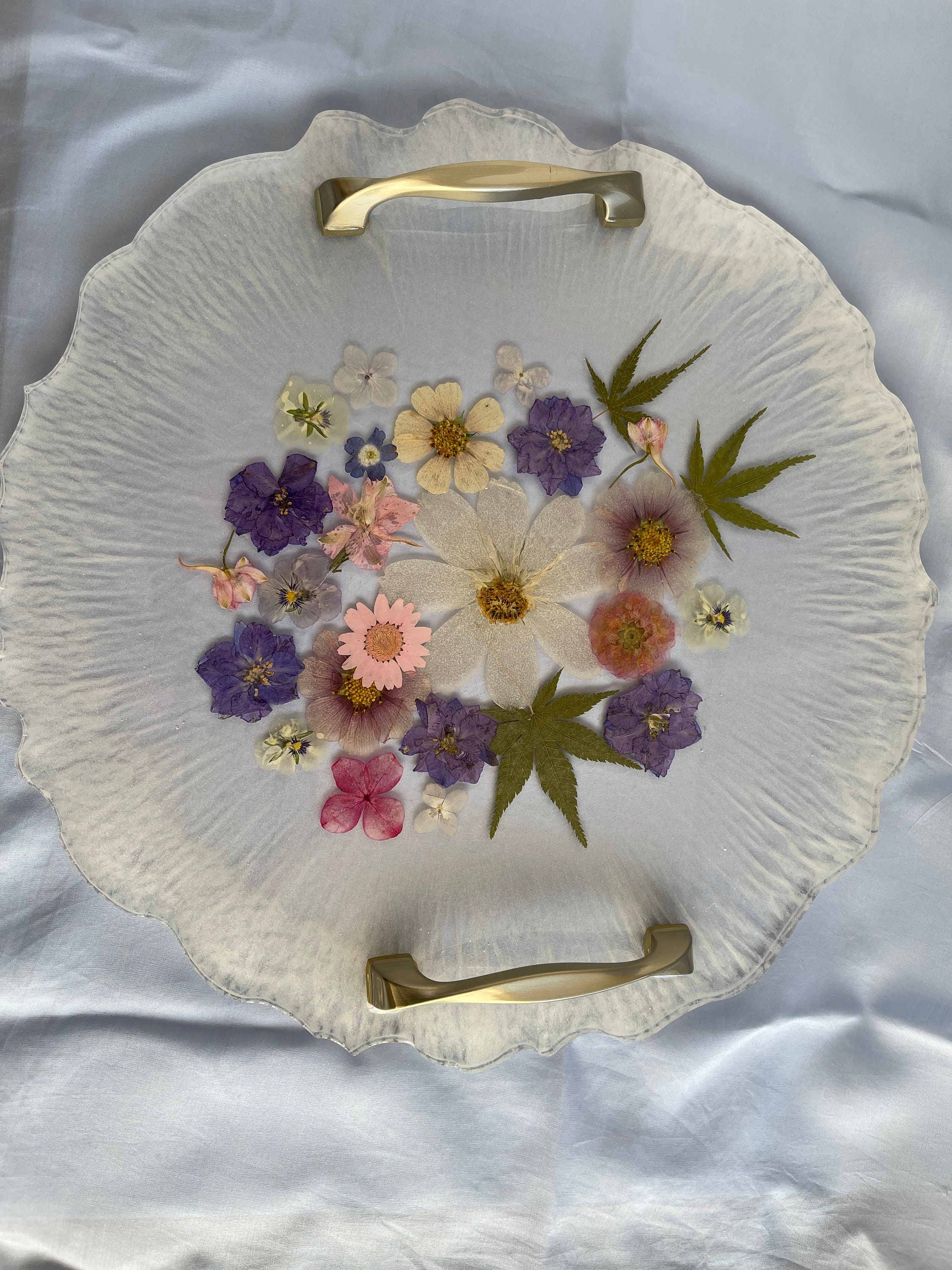 Handmade Floral Resin Tray Real Flower Tray Botanical Tray Pressed