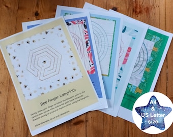 Finger Labyrinth set printable, instant download for mindfulness, relaxation