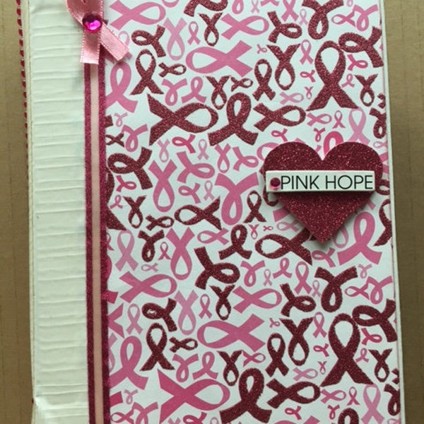 Handmade BREAST CANCER SURVIVOR theme Mini Album/Memory Book 8" X 5.5" X 2"