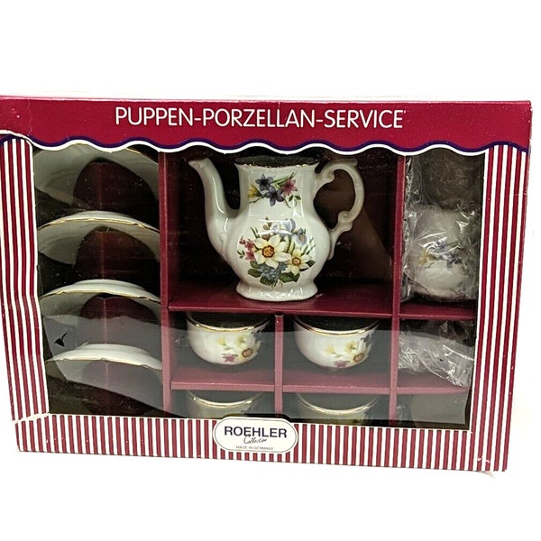 Roehler Puppen Porzellan Service flora - Child Tea Set Made In Germany 12 Pieces