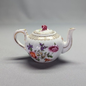 Vintage Miniature Teapot White Porcelain Floral