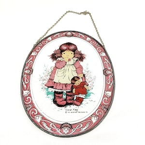 Vintage Sarah Kay Stained Glass 11&quot; x 18.5&quot; Wall Hanging by Valentine Publishing