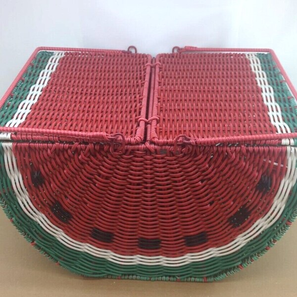 Watermelon Picnic Basket, Summertime Beach C&C California 16" x 12" x 10"(H)