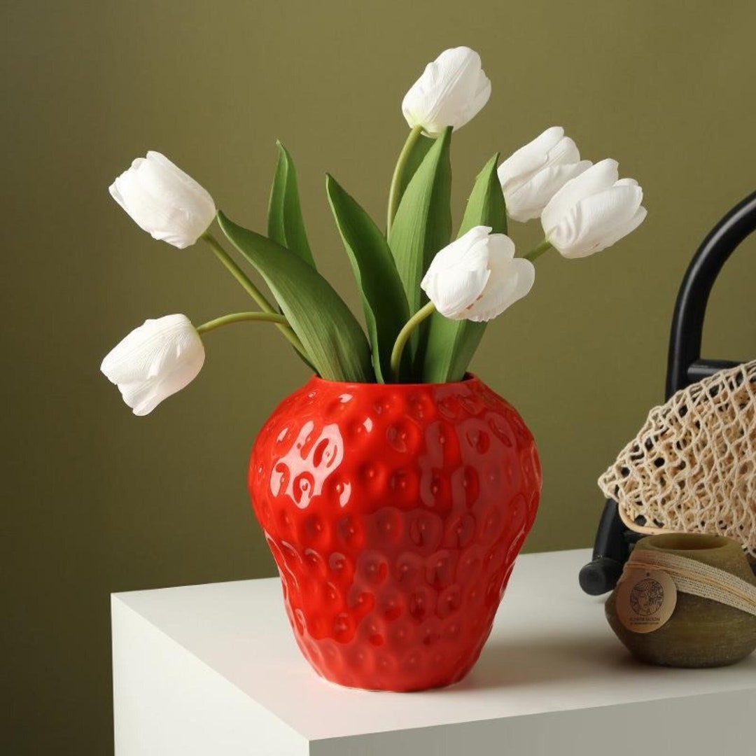 Strawberry Ceramic Vase Cute Flower Vase Creative Hydroponic - Etsy Australia