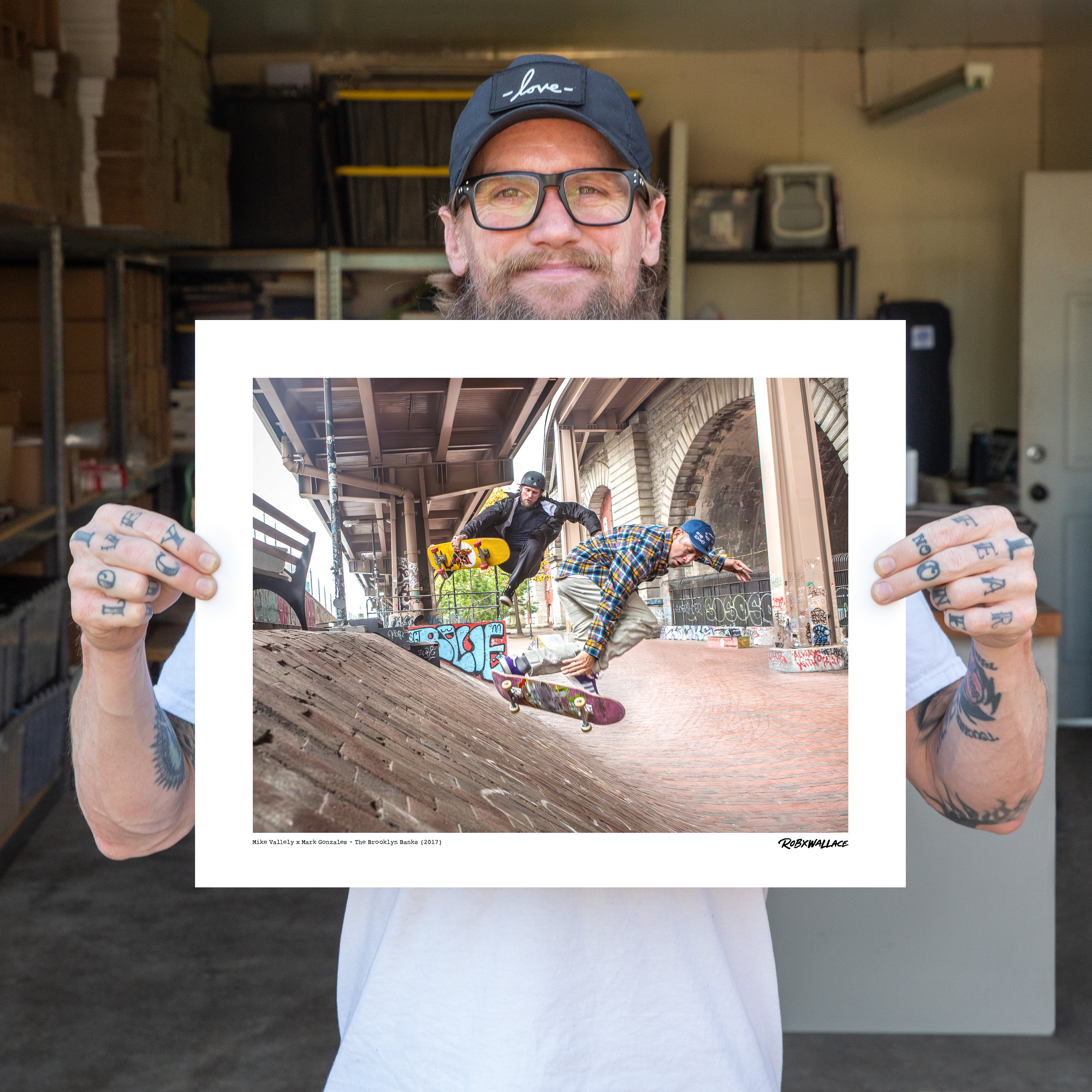 非売品 mark gonzales mike vallely オリジナル写真 Mike Vallely & Mark Gonzales - Brooklyn Banks Skateboarding Art