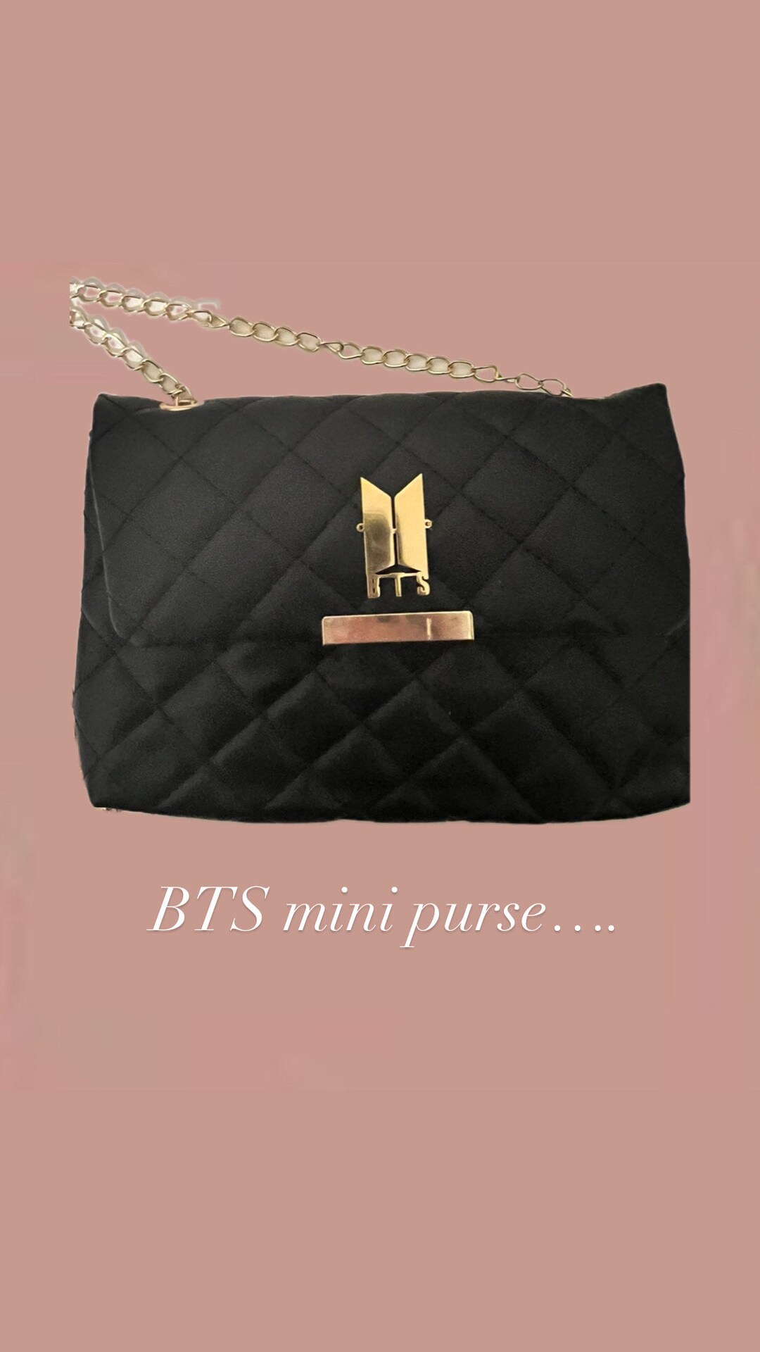 BTS Black Mini Shoulder Bag/purse With Golden Chain leightweight Faux ...