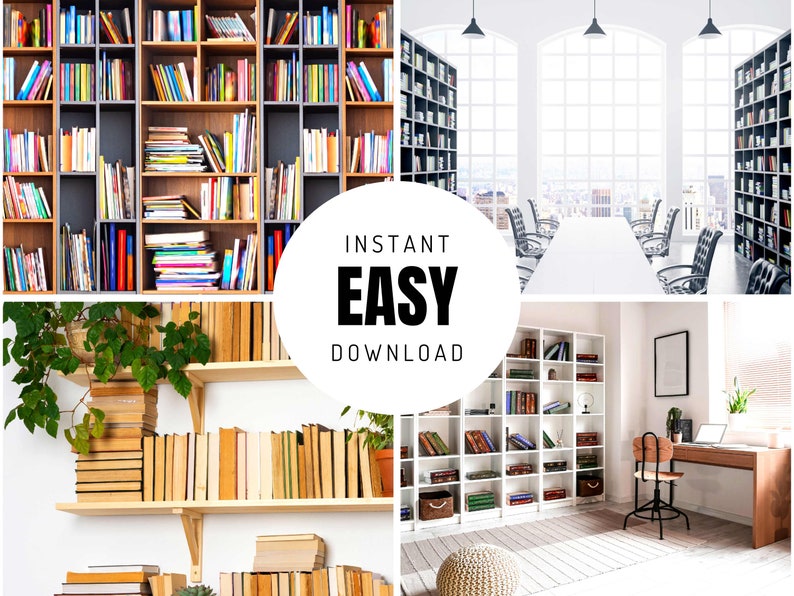 Bookcase Zoom Virtual Backgrounds Backdrop Office Etsy