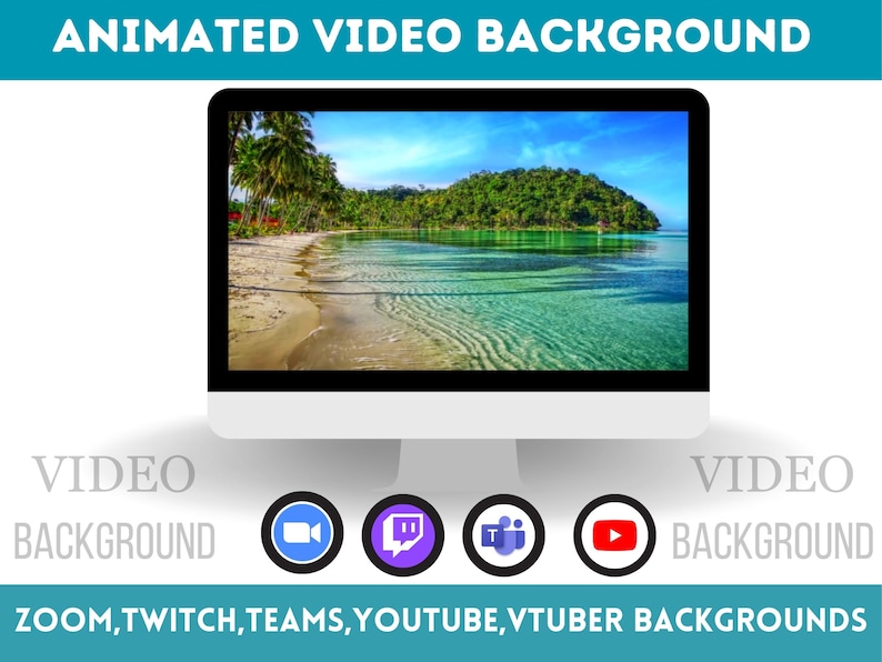 Beach Animated Virtual Background Zoom Background Video Loop Vtuber ...