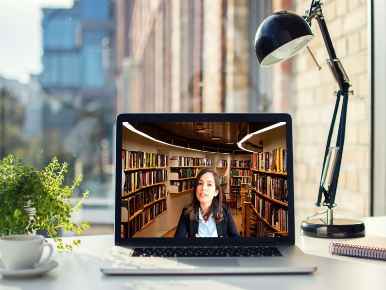 Bookcase Zoom Virtual Backgrounds zoom Backdrop Office Etsy