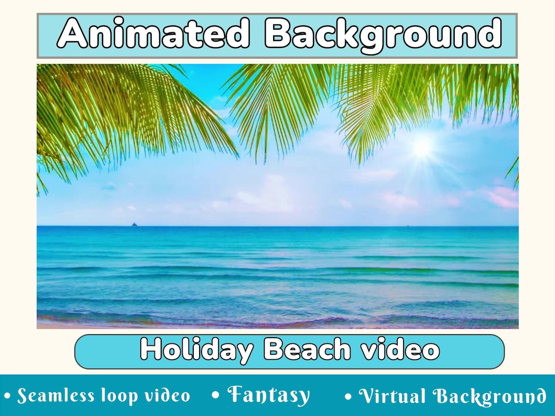 Beach Animated Virtual Background, Zoom Background, Vtuber Background