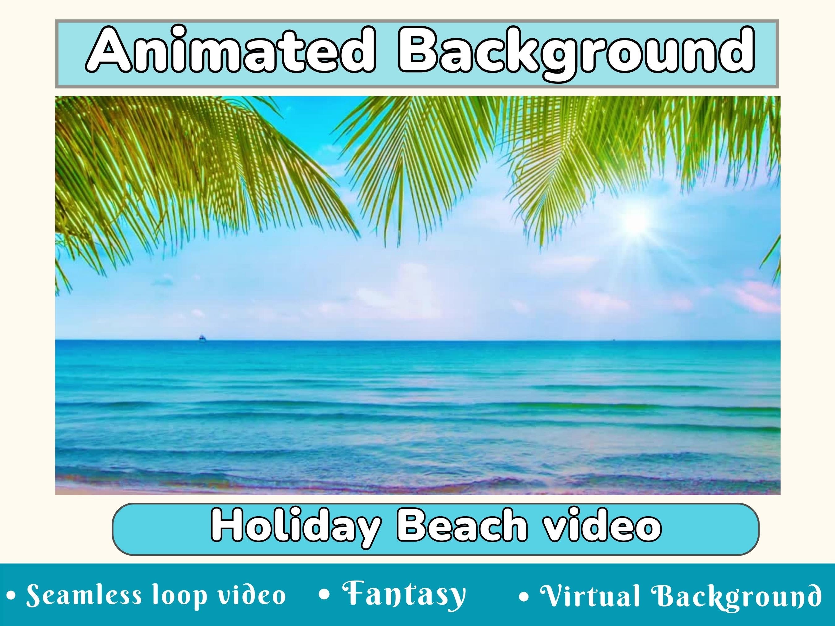 Beach Animated Virtual Background, Zoom Background, Vtuber Background