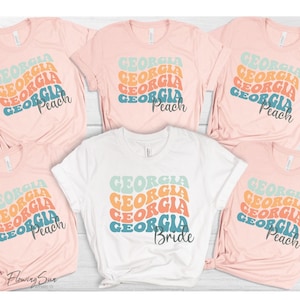 Peachy Bachelorette Party Shirts, Georgia Bach Group Shirts, Peachy Bride, Brides Peaches, Savannah , Atlanta Wedding, Georgia Wedding
