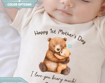 Personalized Mother's Day Baby Onesie®, Happy 1st Mothers Day,  Bear Baby First Mother's Day Baby bodysuit ONESIES®