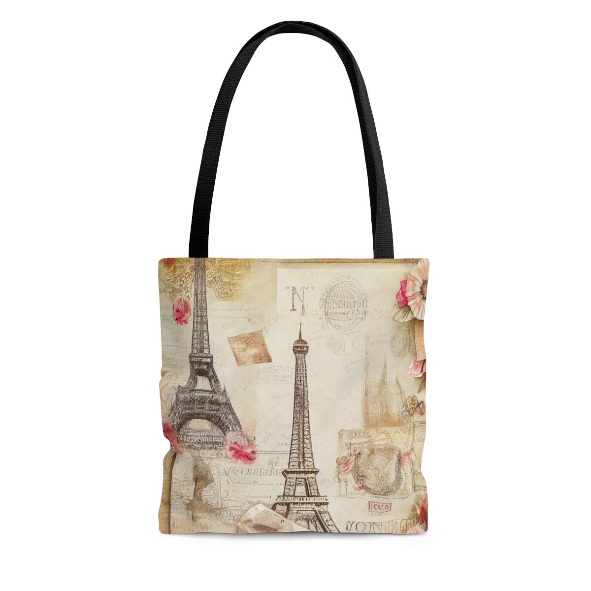 European Tote Bag, Paris Famous Champs Elysees Avenue Historical Monument French Culture Panorama, Cloth Linen Reusable Bag for Shopping Books Beach