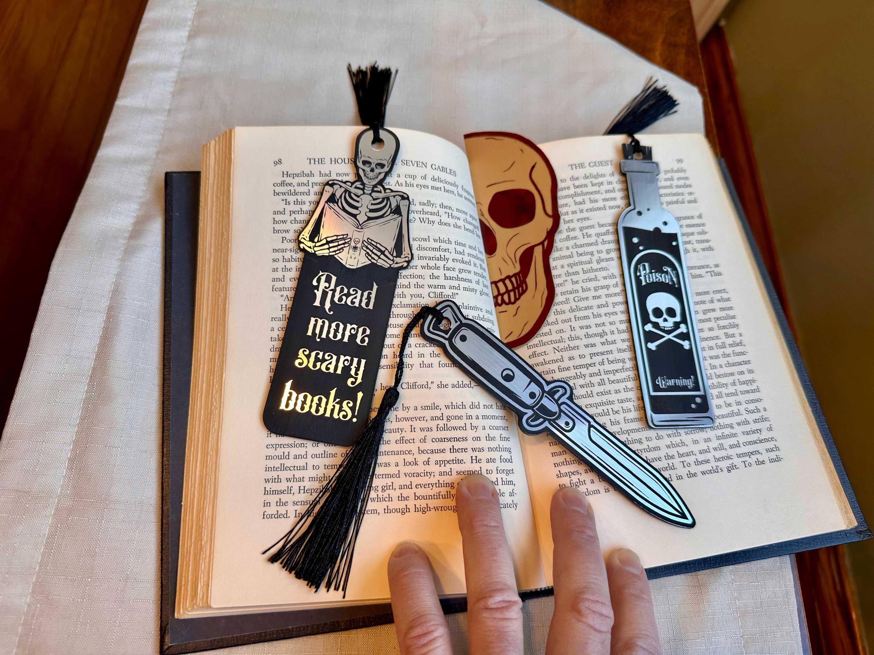 Gothic Bookmark Macabre Bookmark Laser Engraved Plastic Bookmark Dark ...